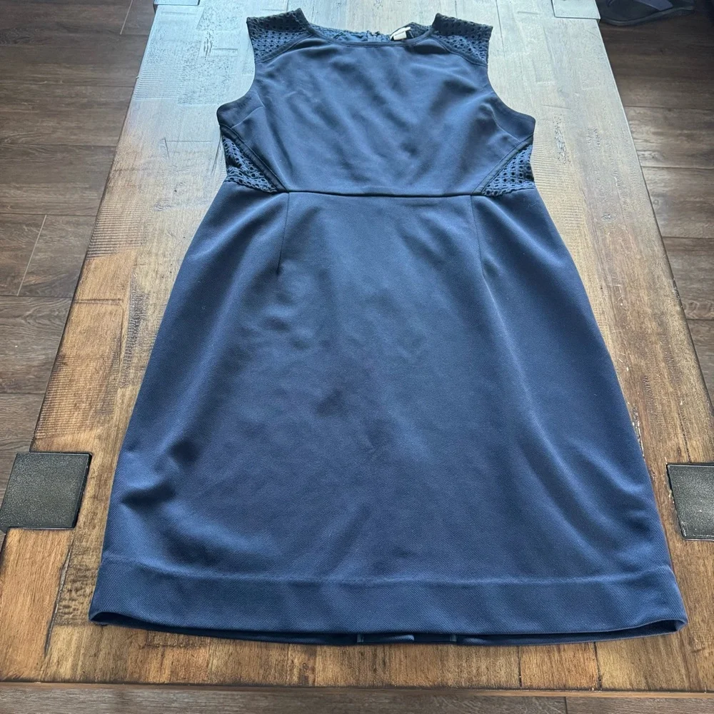 EUC‎ J. Crew Navy Double Faced Pique Eyelet Sleeveless Dress